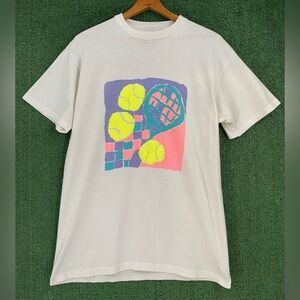 VTG 80’s CYRK Tennis Neon Pop Art Puff Graphic Single Stitch T-Shirt Mens Small